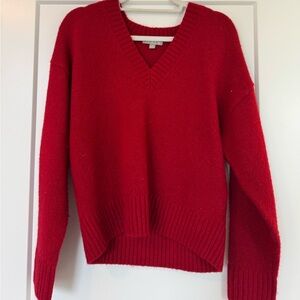 J. Crew Red V-Neck Sweater